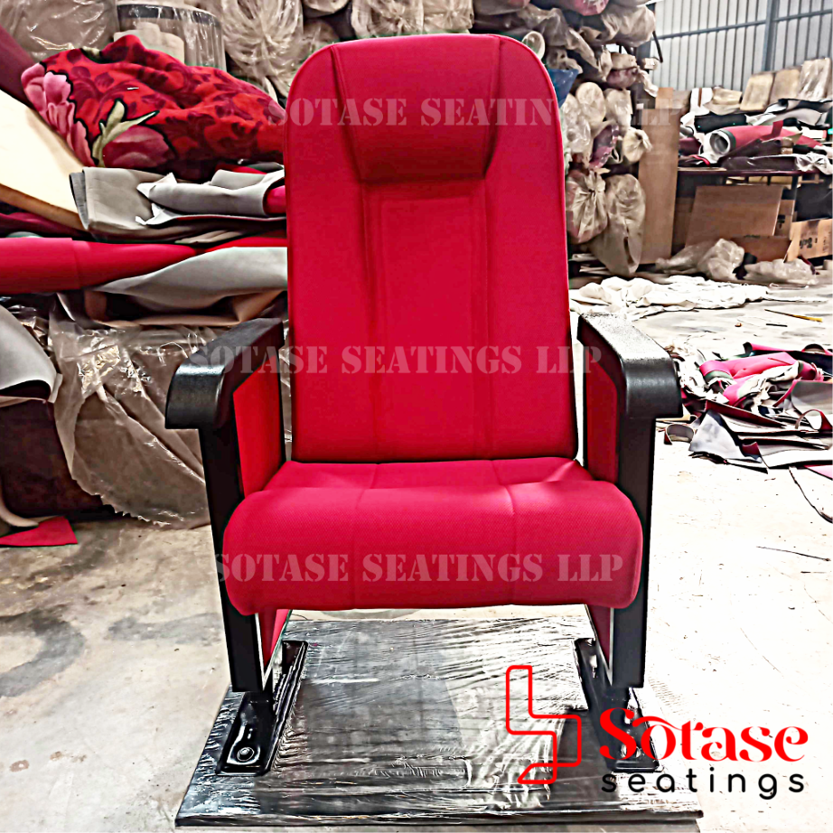 Sotase Auditorium Push Back Chair - Upholstery Fabric 22x22 Inches Iron Frame Custom Sizes And Colors Available Ideal For Cinemas And Stadiums