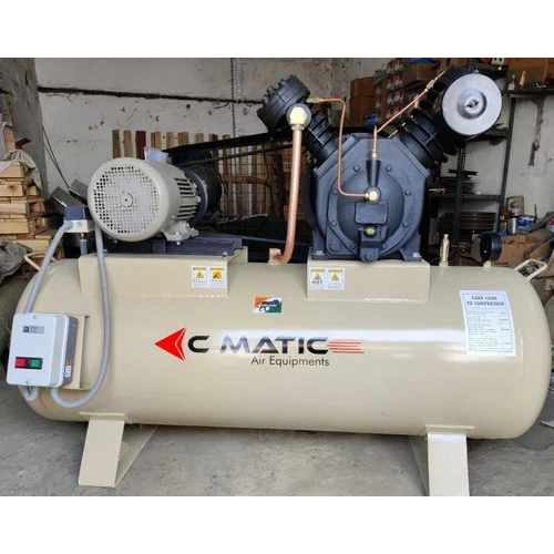 10 HP Diesel Engine Air Compressor - 500 L Capacity, 12 Bar Pressure | Reciprocating Technology, Low Noise 78 dB, Industrial Use, Renewable Components
