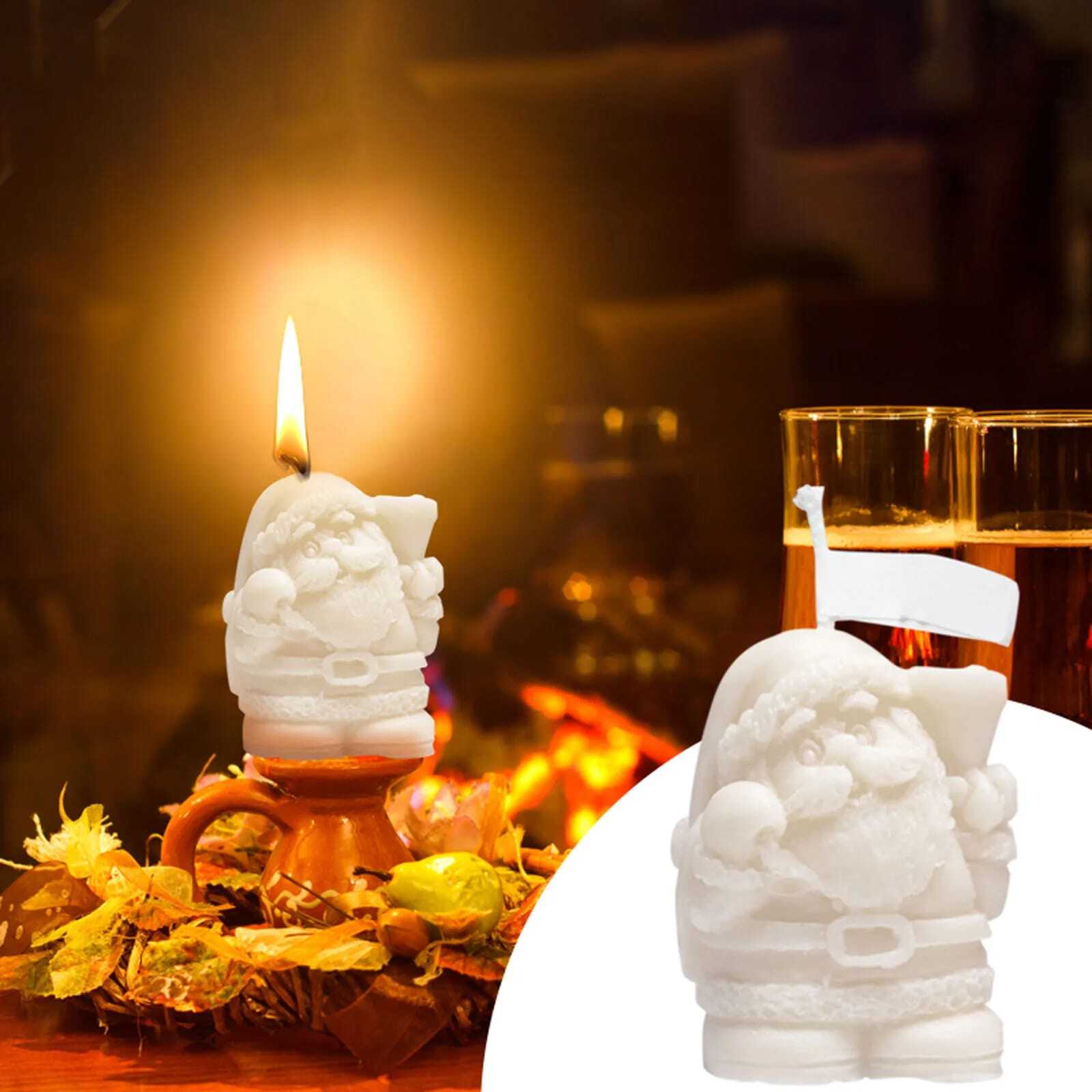 Mini Santa Soy Wax Candle - Handmade Red 7-inch Pillar | Aromatherapy Votive With Fragrant Rose Scent For Home Decoration