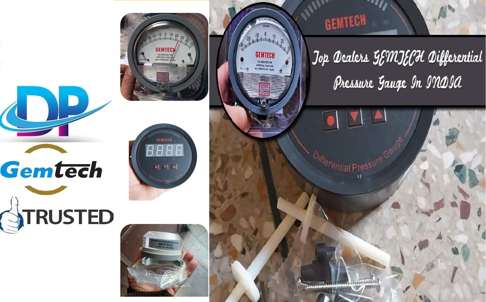 Gemtech Differential Pressure Gauge Dealers Near Roop Nagar Industrial Area - Accuracy: A 2% Of Full Span At 70(21a 3% On -0 at Best Price in Delhi | D. P. Engineers