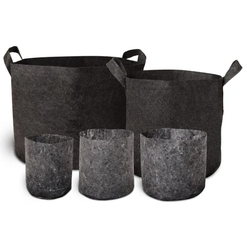 Non Woven Black Grow Bags - Polyester Material, Various Sizes Available, Lightweight Design | Ideal for Growing Plants in Plain Texture