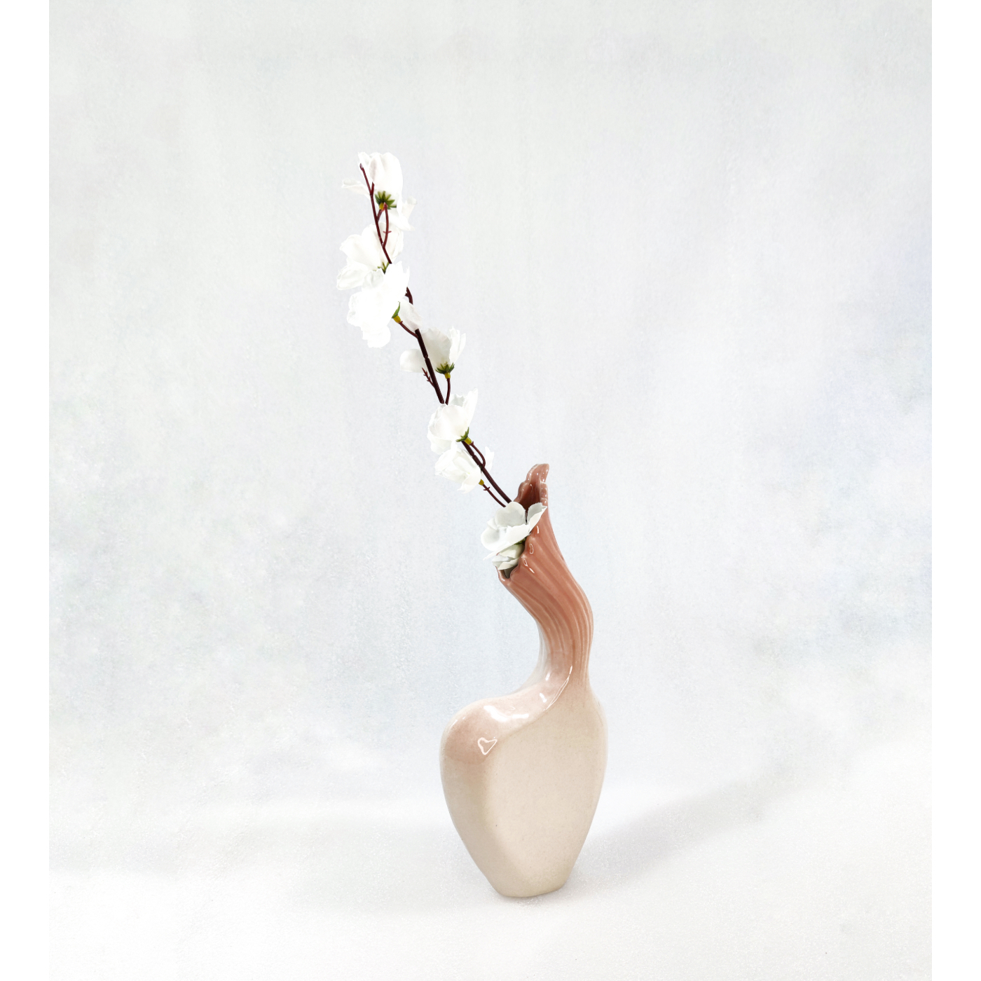 Handmade Ceramic Pink Curvy Vase - Bottom Diameter: 3 Inch Inch (In)