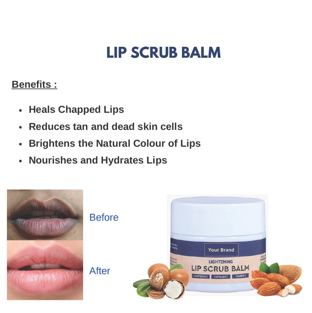 Lip Scrub Balm - Cream Formula, Herbal Ingredients, Safe For All Skin Types | Enriched With Shea Butter & Grapeseed Essential Oil For Velvety Soft Lips