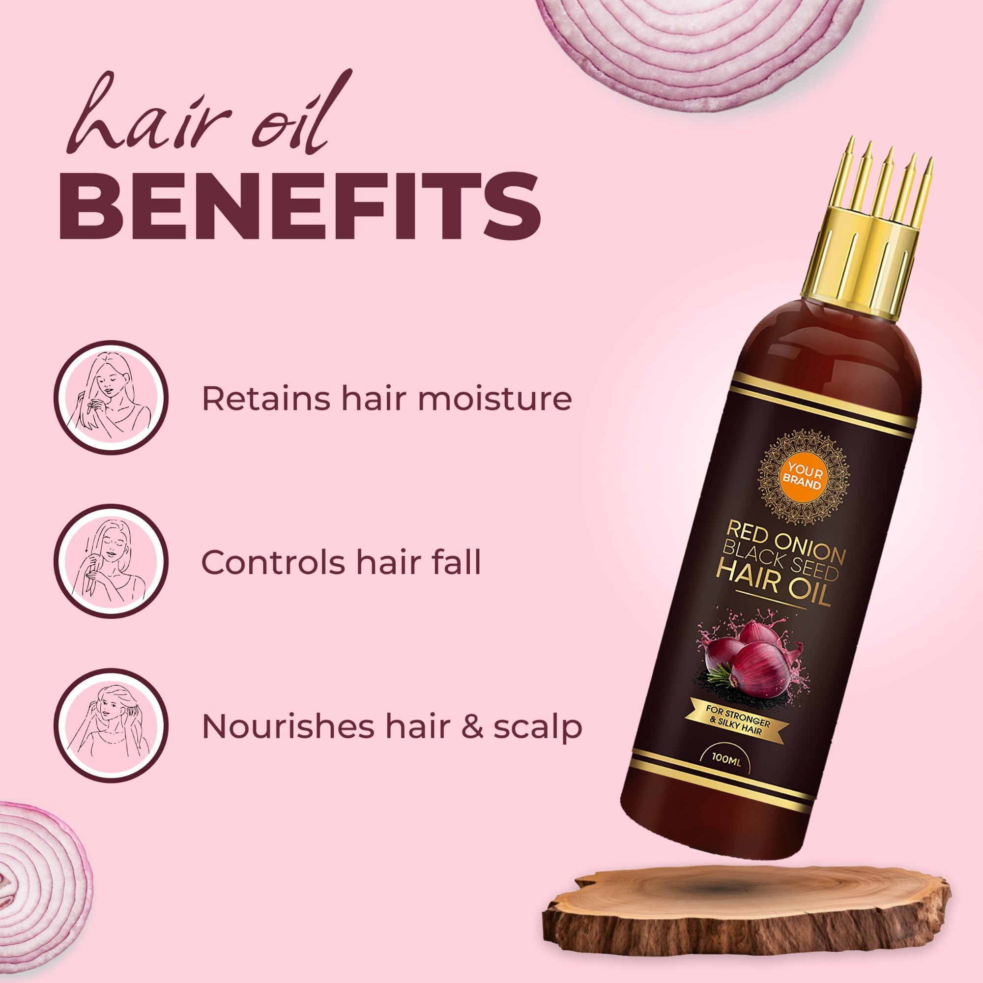 Red Onion Black Seed Hair Oil - 100 Ml | Natural Oil, Anti-dandruff, Boosts Hair Growth, Reduces Hair Fall, For Males & Females, 24-month Shelf Life