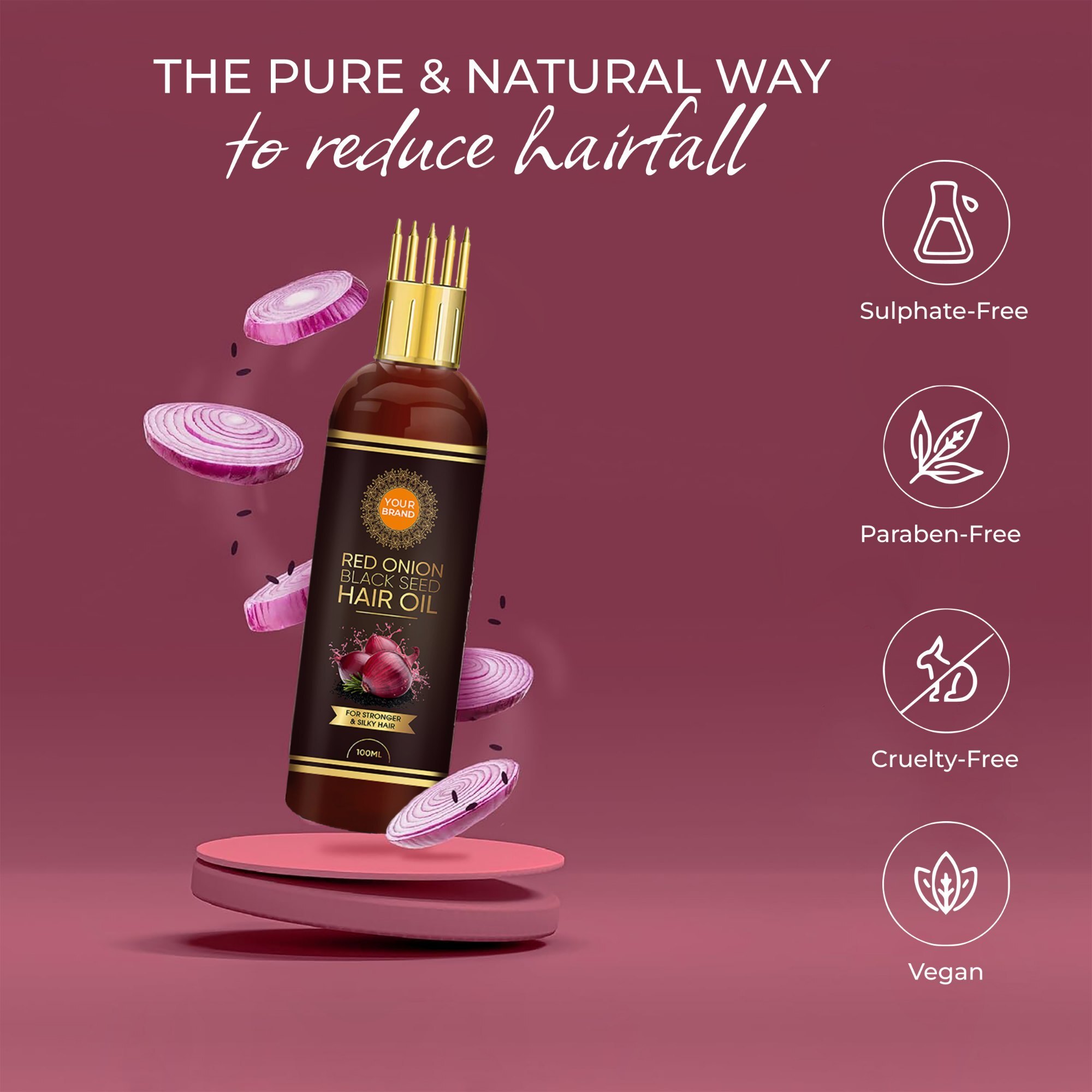 Red Onion Black Seed Hair Oil - 100 Ml | Natural Oil, Anti-dandruff, Boosts Hair Growth, Reduces Hair Fall, For Males & Females, 24-month Shelf Life