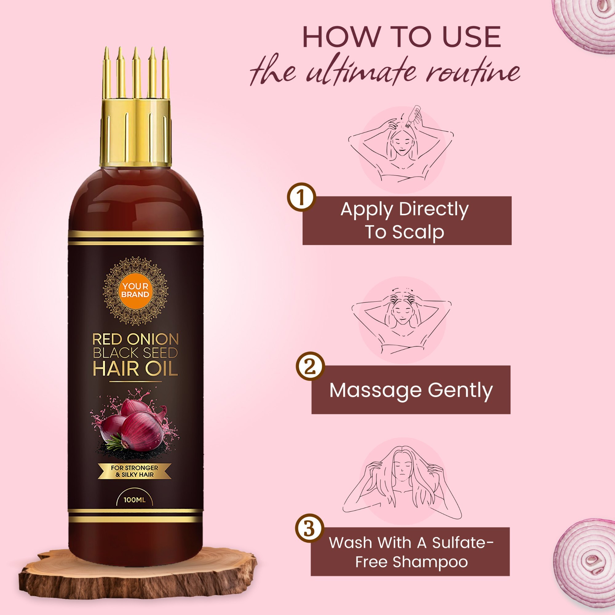 Red Onion Black Seed Hair Oil - 100 Ml | Natural Oil, Anti-dandruff, Boosts Hair Growth, Reduces Hair Fall, For Males & Females, 24-month Shelf Life