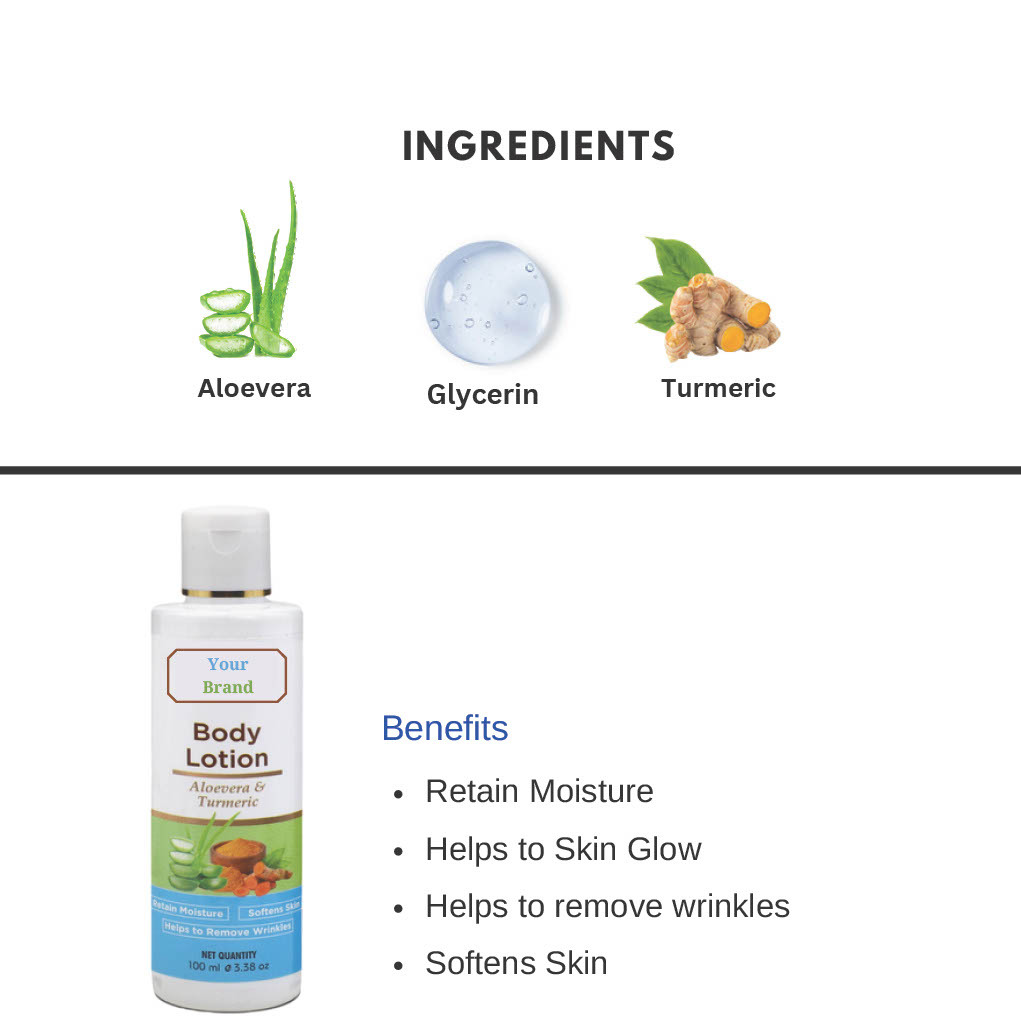 Aloevera And Turmeric Body Lotion - 100 Milligram | Nourishing, Sun Blocking (Spf), Herbal Extracts, Beauty Serums, Moisturizers