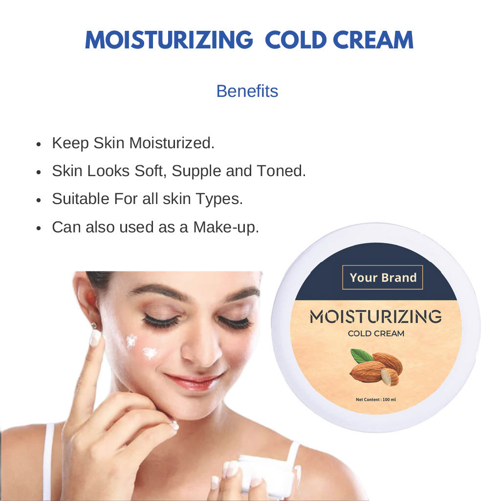Moisturizing Cold Cream - 100g, 100% Natural Vegan Formula With Hyaluronic Acid, Turmeric & Essential Oils, Nourishing & Hydrating For All Skin Types