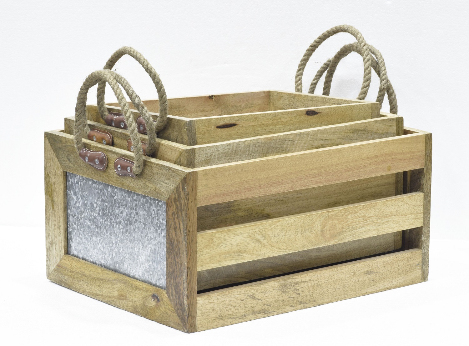 Set Of 3 Mango Wooden Caddy - Color: Different