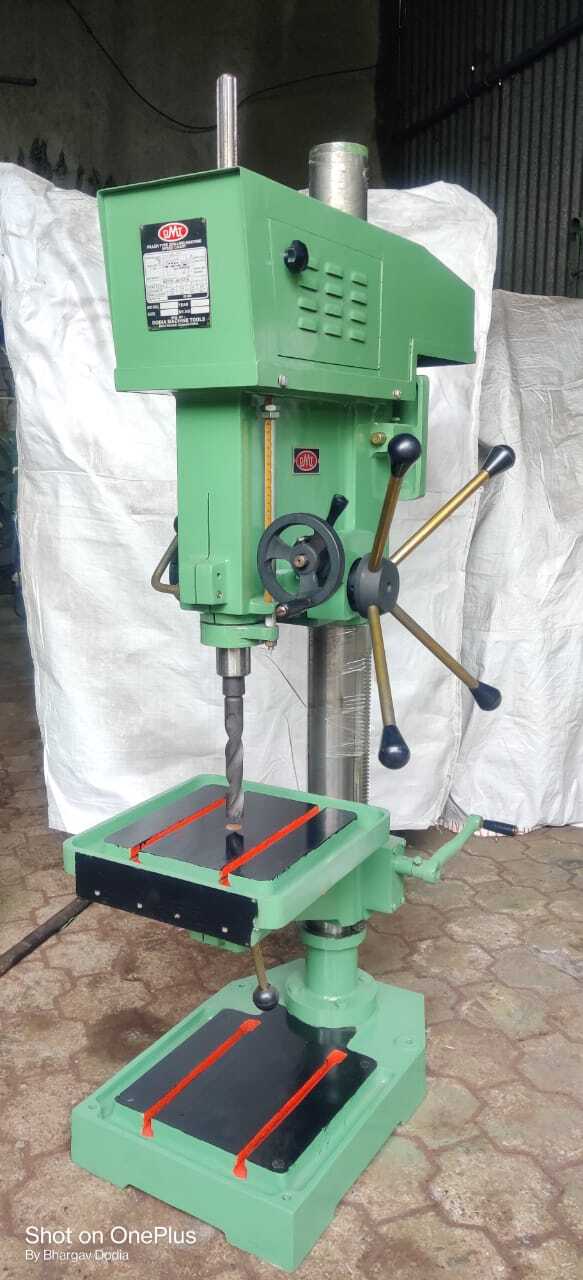 32mm Fine Feed Pillar Drill Machine - 1465l X 740d X 400w Mm, Green Color, 3 Phase 1.5 Hp Motor, 105-2651 Rpm Spindle Speed, 330x330 Mm Table Size, Manual Control System, 4 T-slots, 190 Kg Weight