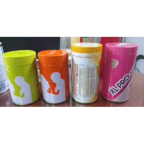 प्रोटीन पाउडर प्रिंटेड टिन कंटेनर - रंग: मल्टीकलर