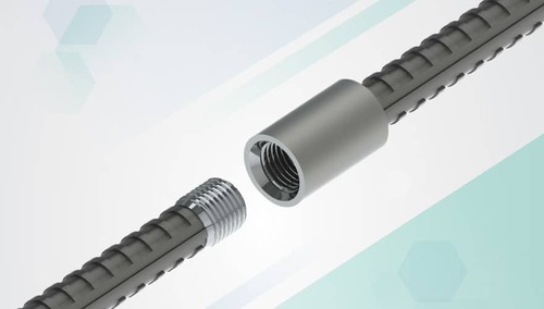 TMT Rebar Coupler - High-Grade Plastic, Diameter Range 12-40mm, Color Gray, Tensile Strength 100 MPa | Cost Effective, Durable Material, Easy Installation