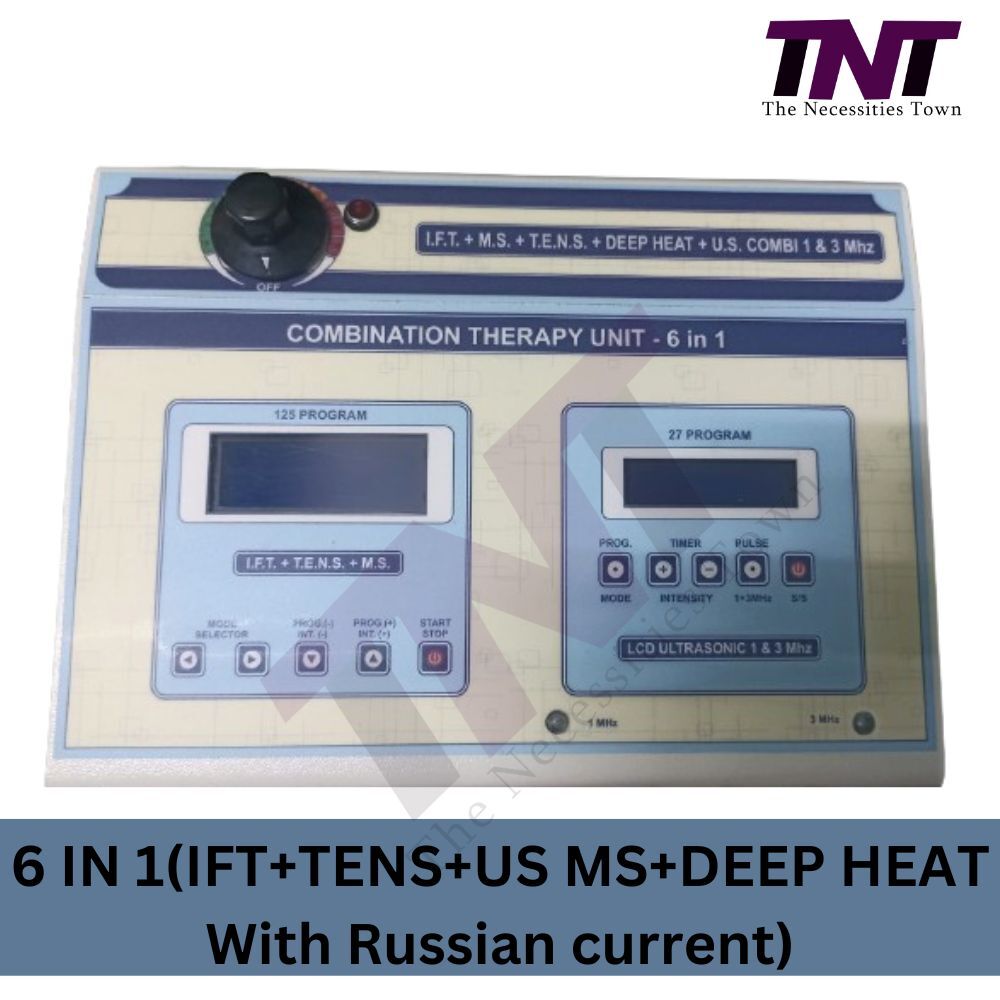 Tnt 6-in-1 Electrotherapy Machine - Lightweight Fiber Body, 36x36x24 Cm | Ift, Tens, Deep Heat, Ultrasound, Laser Therapy For Pain Relief And Rehabilitation