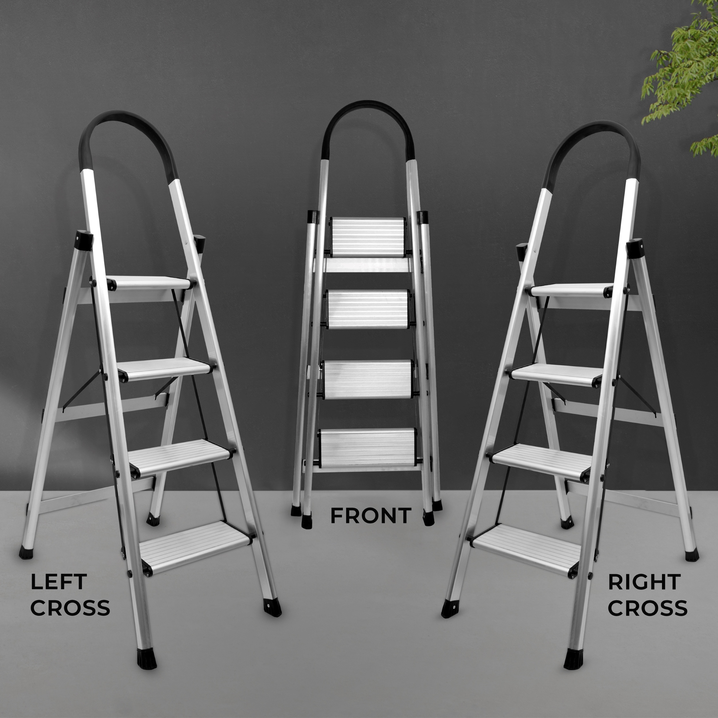 Aluminium Premium Silver Ladder - 4 Feet High Quality, Lightweight 4.5 Kg Design For Household Use