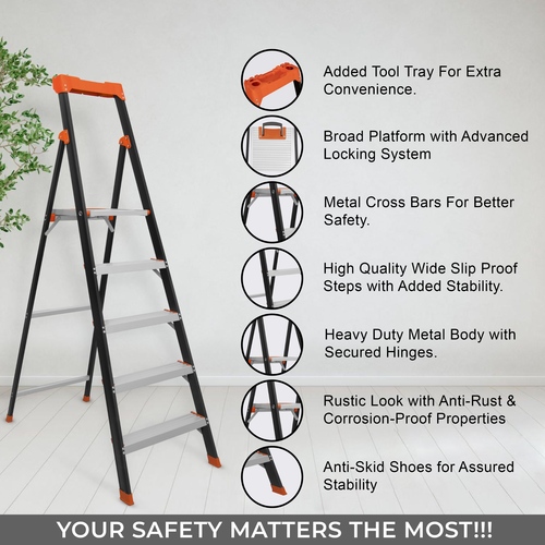 Blackbourne 5 Step Ladder - Feature: Heavy Duty