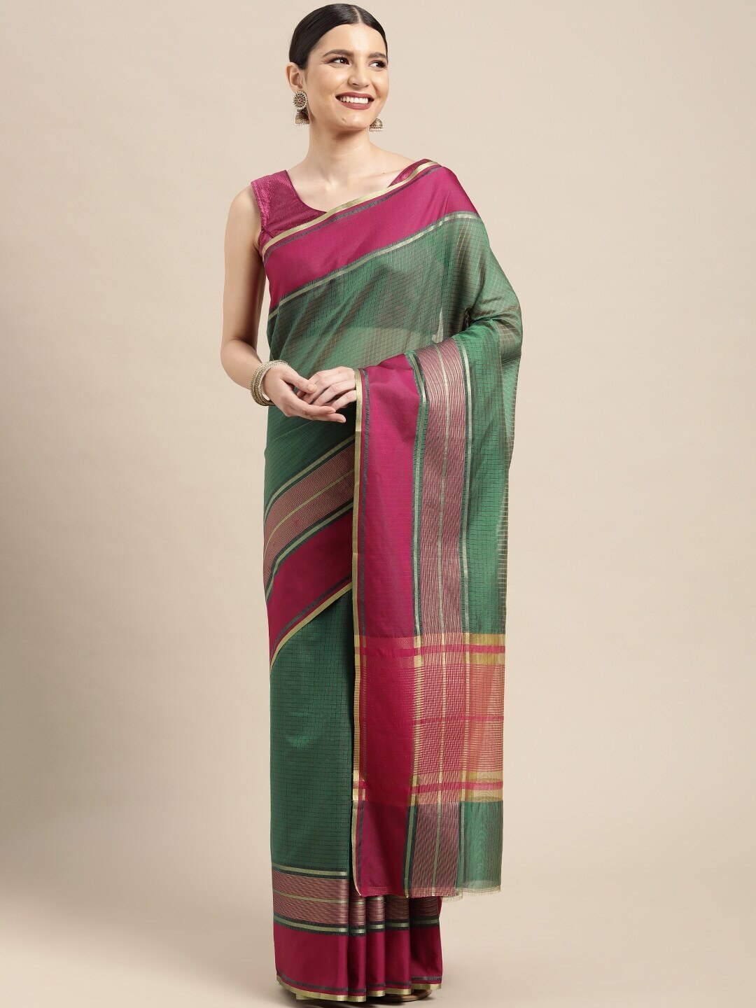 Managerial Woven Checkered Saree