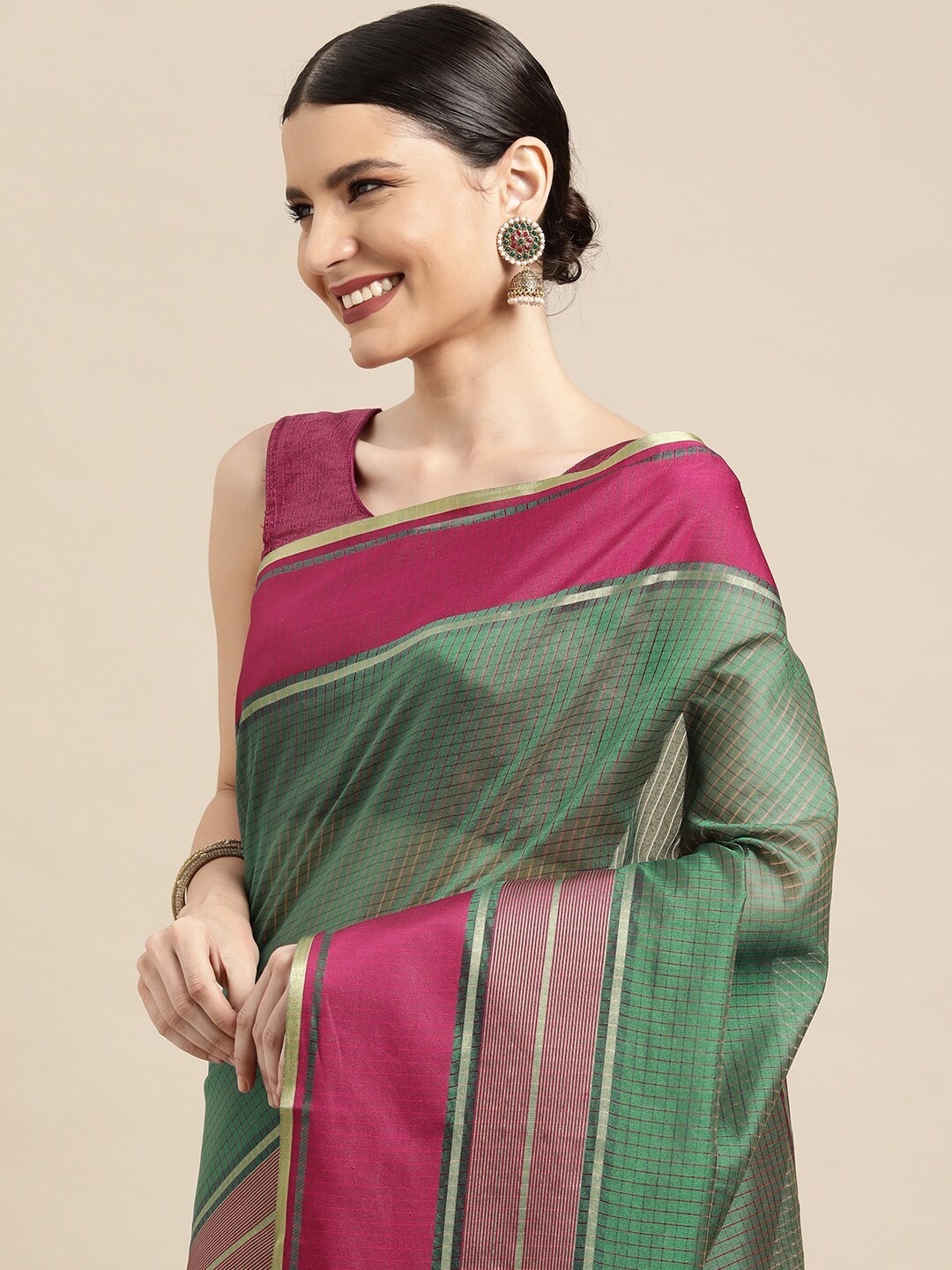 Managerial Woven Checkered Saree