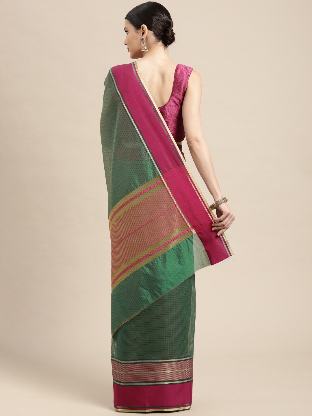 Managerial Woven Checkered Saree