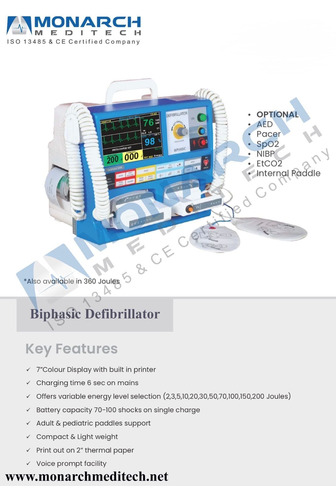 Monarch Sanjeevani 1006 Biphasic Defibrillator