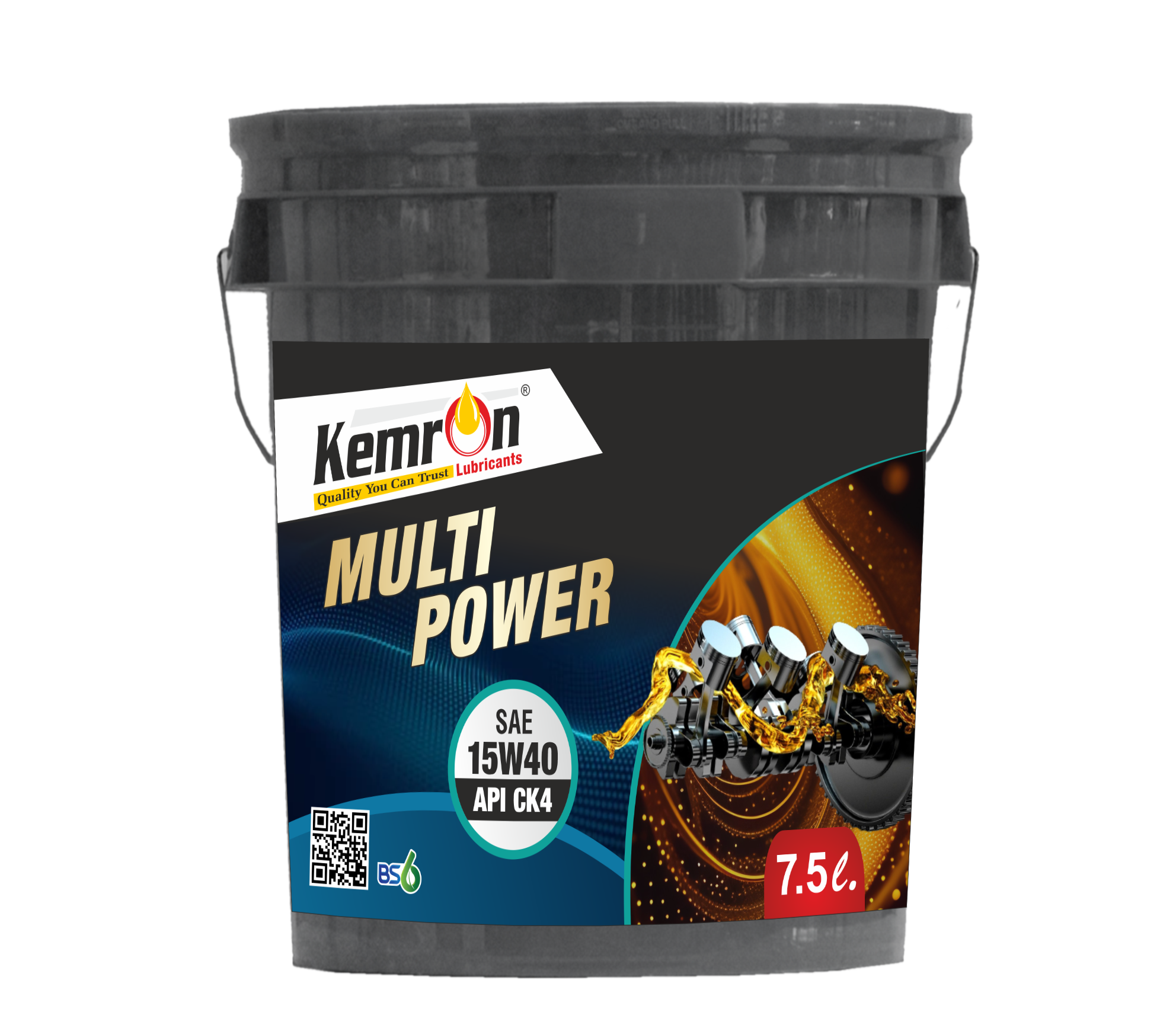 Kemron Multi Power 15w40 Ck4 Bucket - Viscosity Grade 15w40, Natural Gold Color, Container Pack Type, Density 0.9 Kg/l, For Automotive & Industrial Use