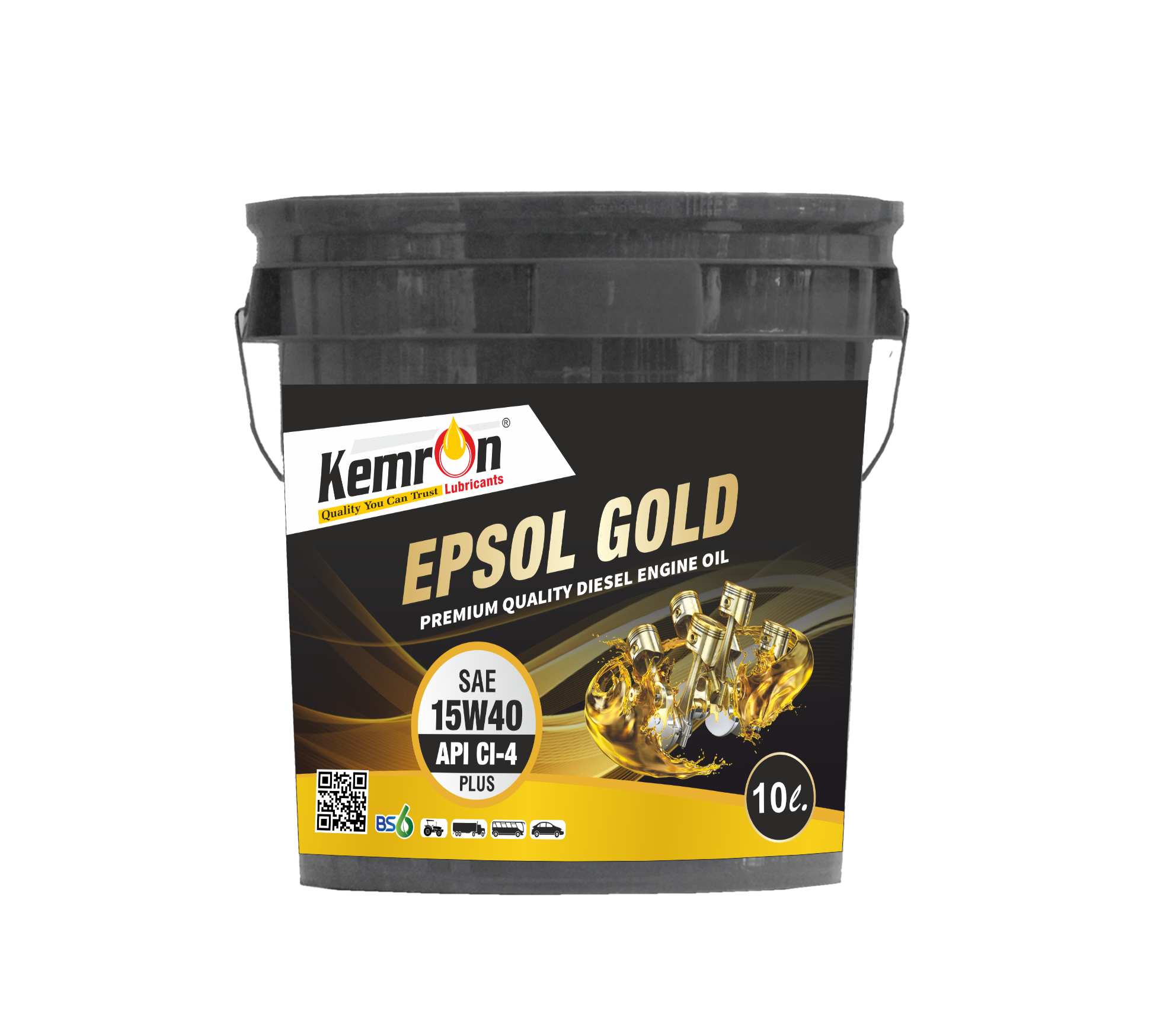 Kemron Gold Sae 15w40 Ci4 Plus - Gold Lubricant Oil For Bikes | Viscosity 15w40, Density 0.9 Kg/l, Packaging In Bucket, Automotive & Industrial Use