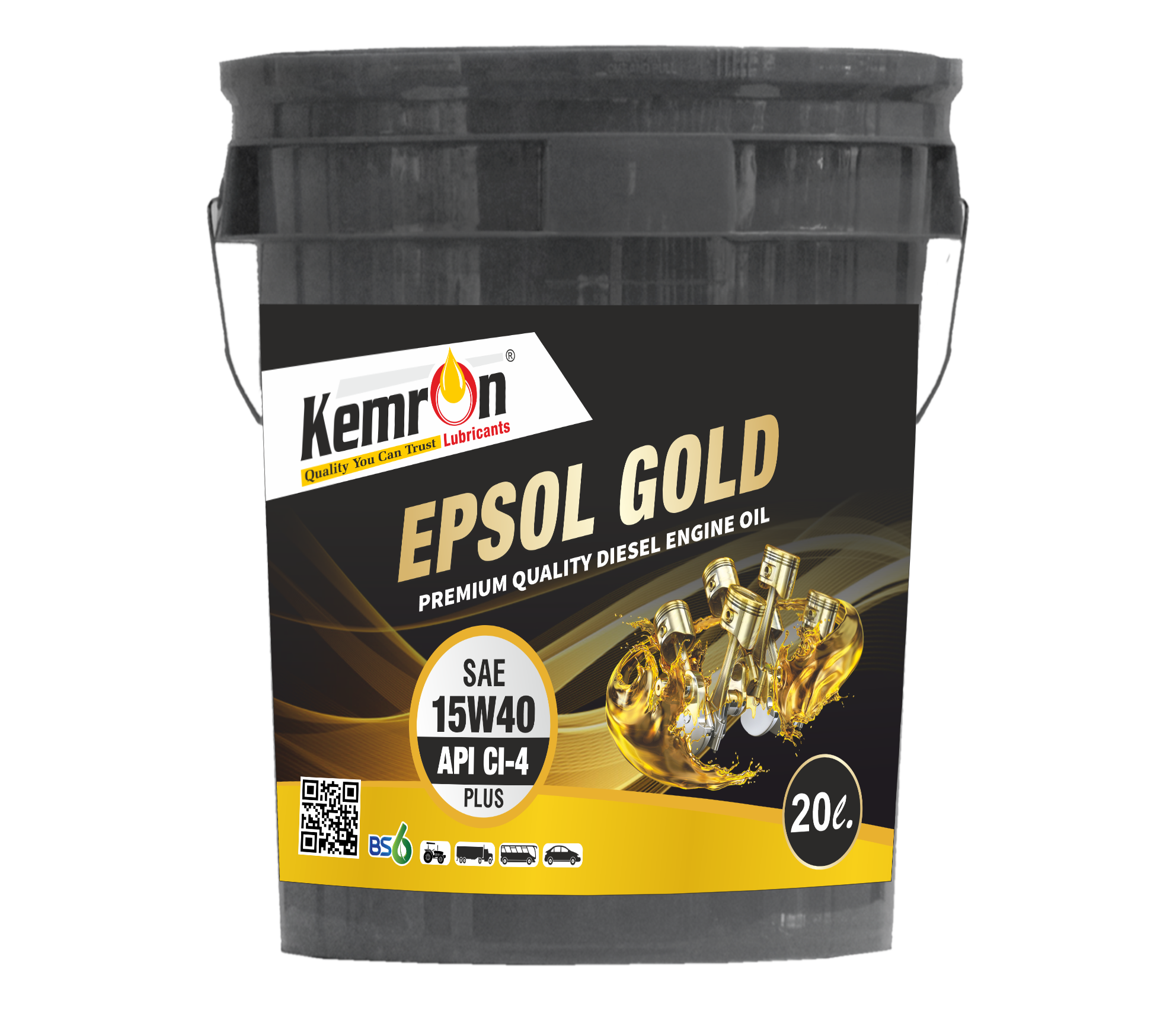 Kemron Gold Sae 15w40 Ci4 Plus - Gold Lubricant Oil For Bikes | Viscosity 15w40, Density 0.9 Kg/l, Packaging In Bucket, Automotive & Industrial Use
