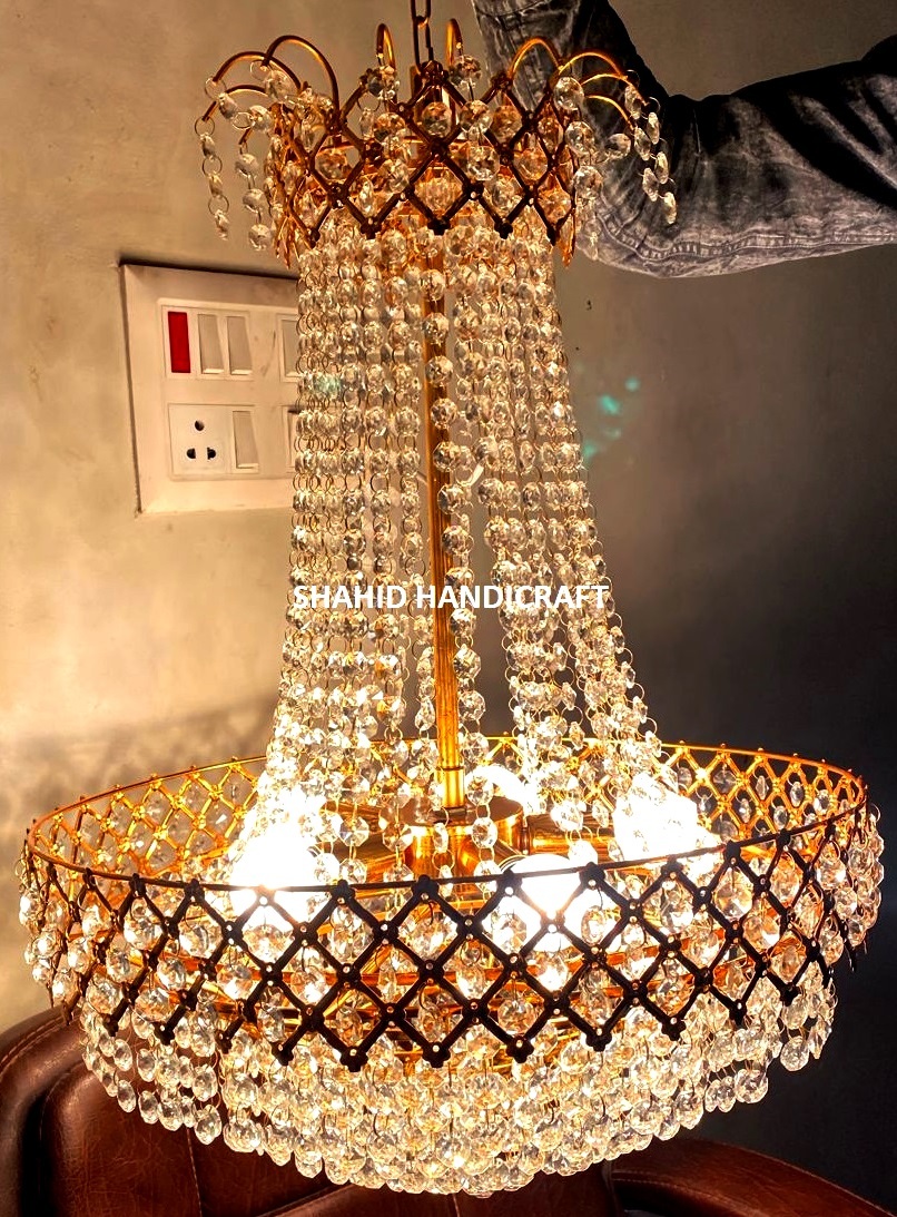 Metal Hanging Lamp - Crystal And Metal Build | Traditional Style, Energy-saving Light Source, Adjustable Height Chain