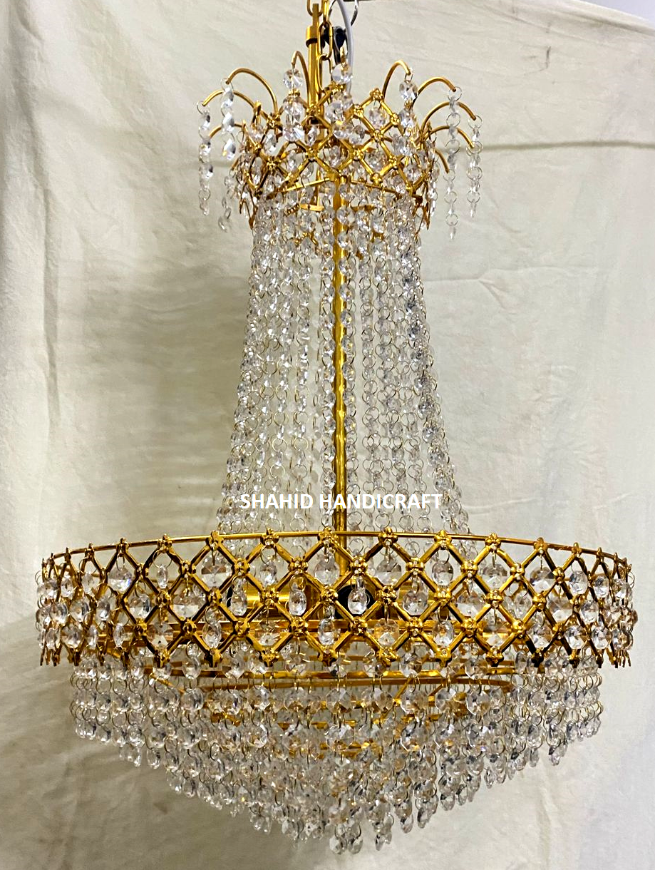 Metal Hanging Lamp - Crystal And Metal Build | Traditional Style, Energy-saving Light Source, Adjustable Height Chain
