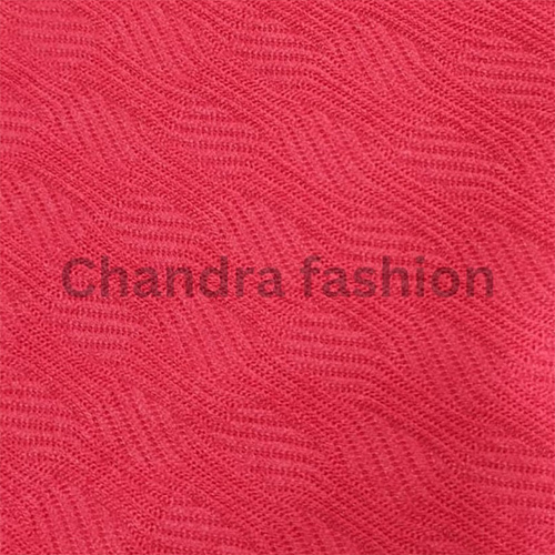Jacquared Patta T-Shirt Fabrics - 1 Meter Length, Red Color | Washable, Plain Texture for Garment Industries