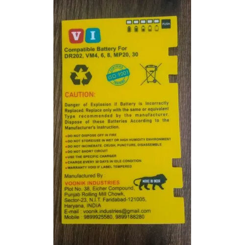 V I Battery Indicator Polycarbonate Sticker - Color: Yellow