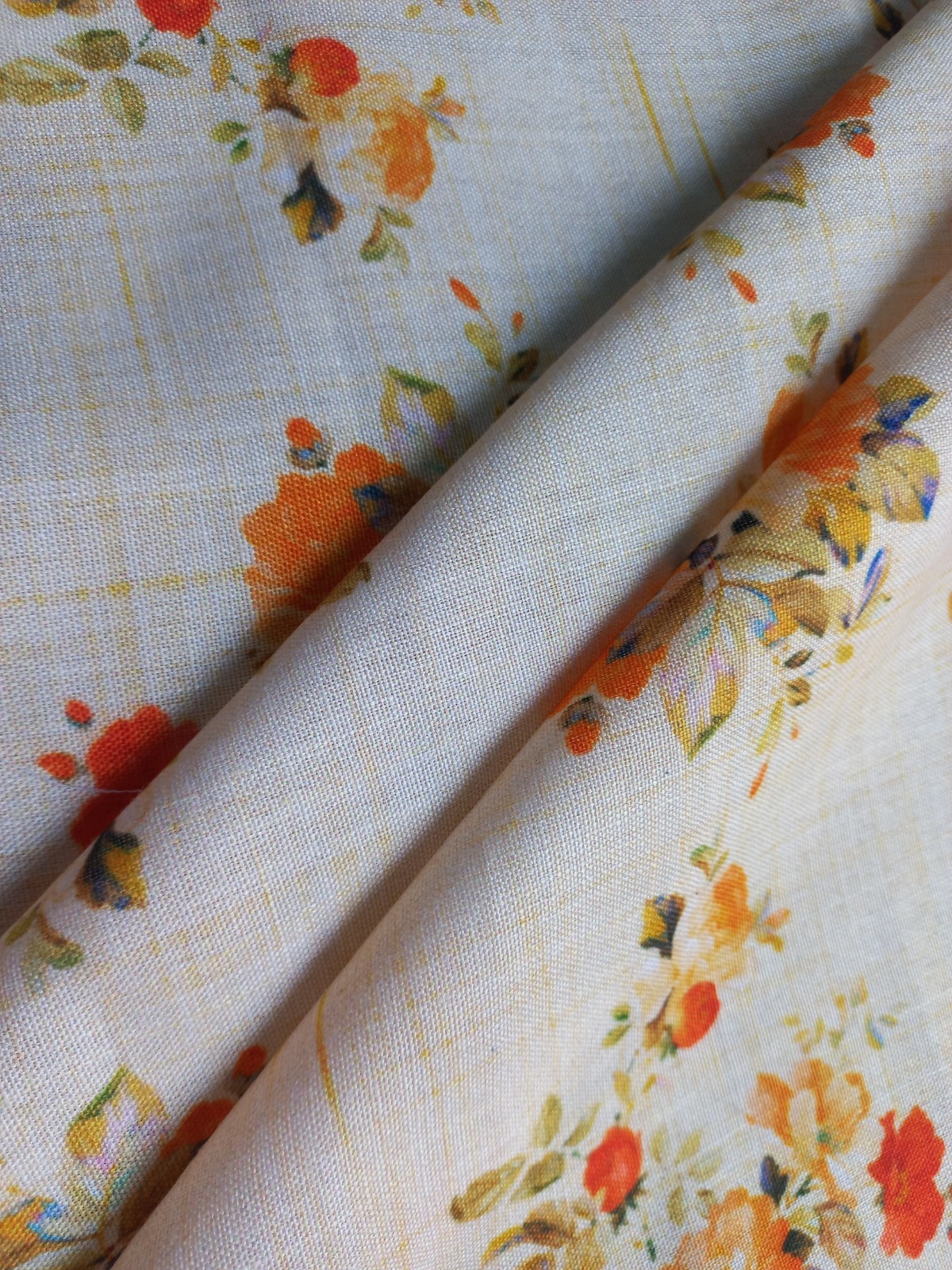 Floral Print Fabric For Dresses - 44 Inch Width, Multicolor Polyester Blend | Printed For Blouses, Bags, Lehangas, Sarees, And More