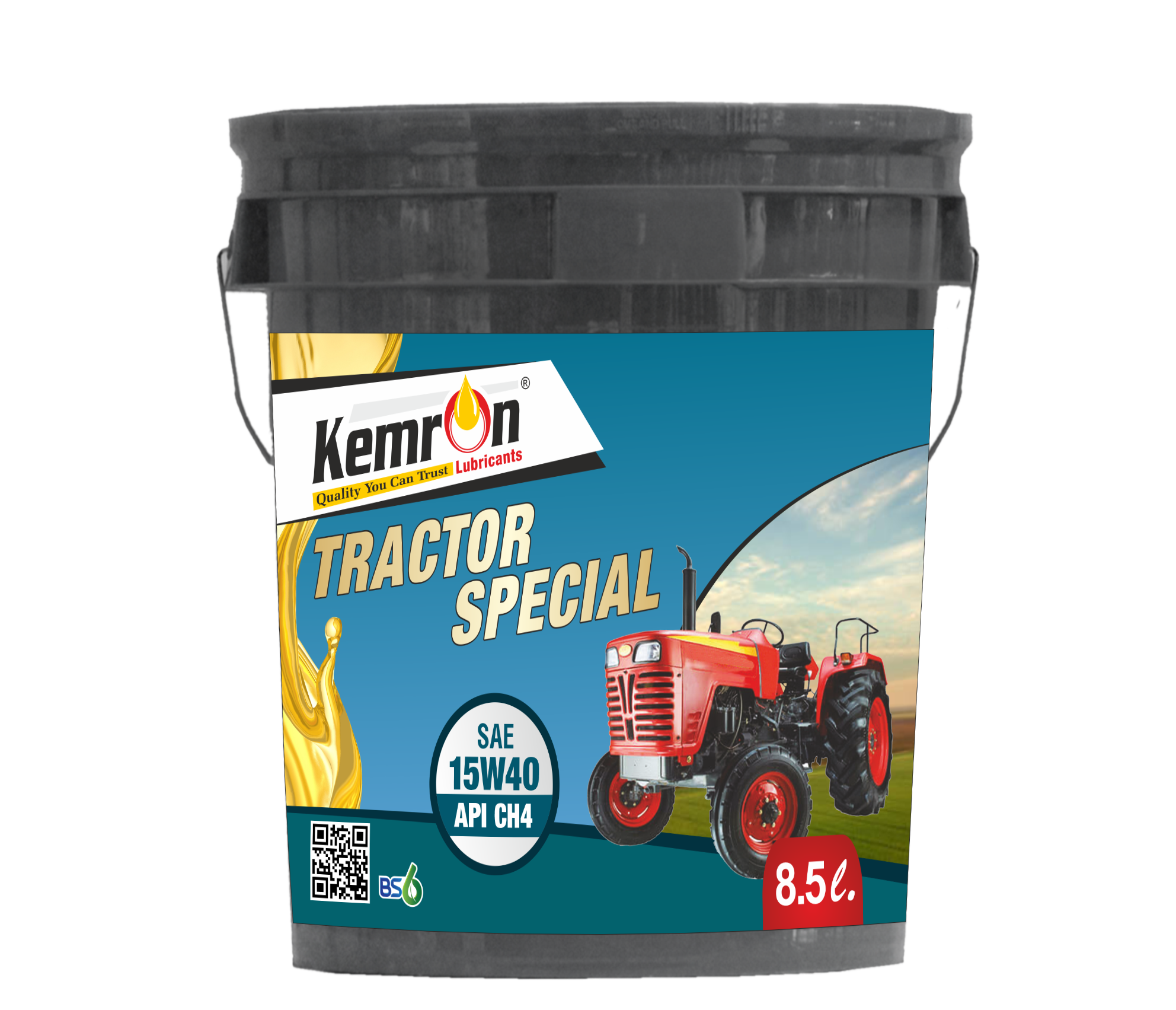 Kemron Tractor Special 15w40 Ch4 - 15w40 Viscosity, Gold Color, 0.6 Kg/l Density | Automotive & Industrial Use, Natural Smell, Bucket Packaging