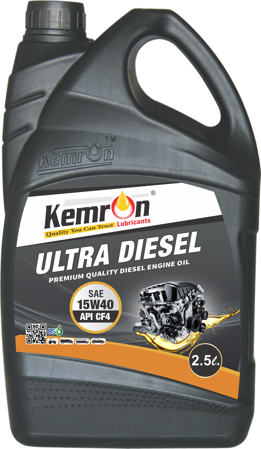Kemron Ultra Diesel 15w40 Cf4 - 15w40 Viscosity, Gold Color, Natural Oil, Density: 0.6 Kg/l | For Automotive & Industrial Use, Small Can Packaging