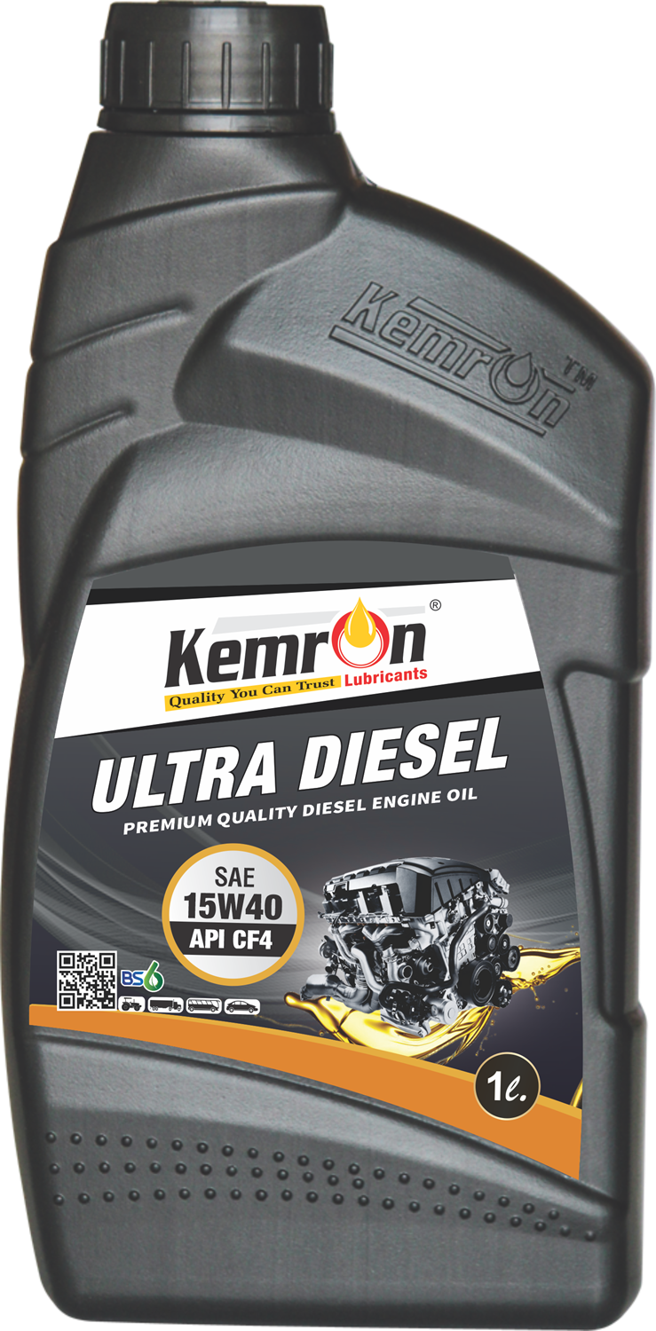 Kemron Ultra Diesel 15w40 Cf4 - 15w40 Viscosity, Gold Color, Natural Oil, Density: 0.6 Kg/l | For Automotive & Industrial Use, Small Can Packaging