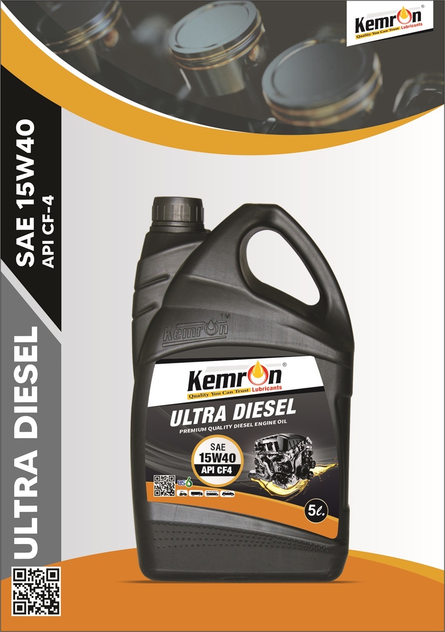 Kemron Ultra Diesel 15w40 Cf4 - 15w40 Viscosity, Gold Color, Natural Oil, Density: 0.6 Kg/l | For Automotive & Industrial Use, Small Can Packaging