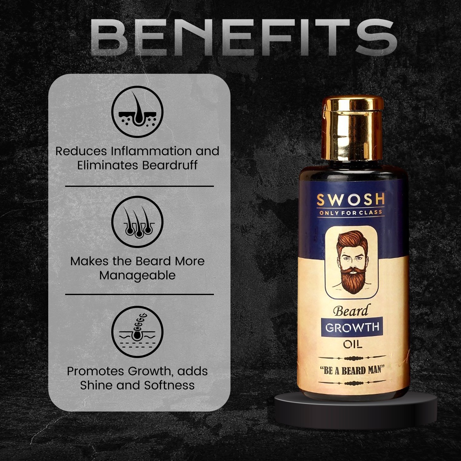 Swosh Beard Oil 50 Ml - Liquid Form, Herbal Ingredients | Nourishes Beard & Skin For Soft, Shiny, Smooth Texture - Suitable For All Skin Types