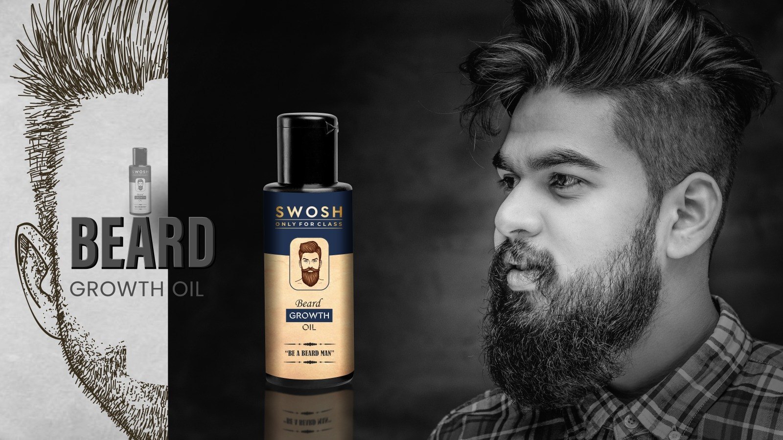 Swosh Beard Oil 50 Ml - Liquid Form, Herbal Ingredients | Nourishes Beard & Skin For Soft, Shiny, Smooth Texture - Suitable For All Skin Types