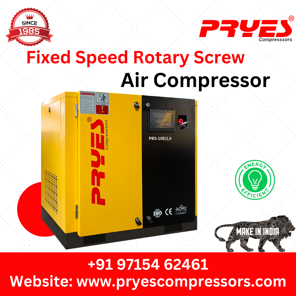 Pm Vfd Screw Air Compressor - Mild Steel, New Yellow Finish | Electric Power Source, 1-year Warranty, Industrial Use