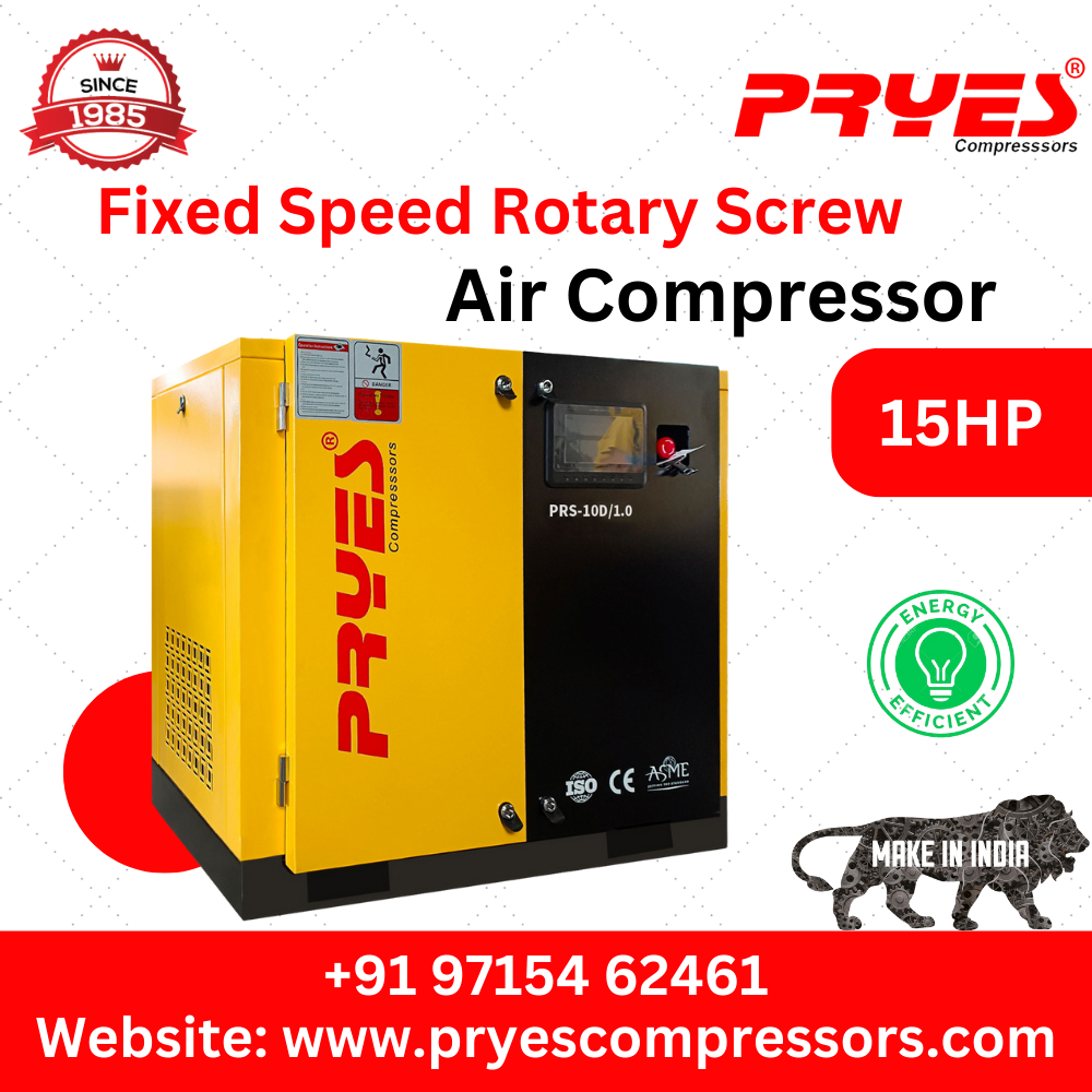 Pm Vfd Screw Air Compressor - Mild Steel, New Yellow Finish | Electric Power Source, 1-year Warranty, Industrial Use