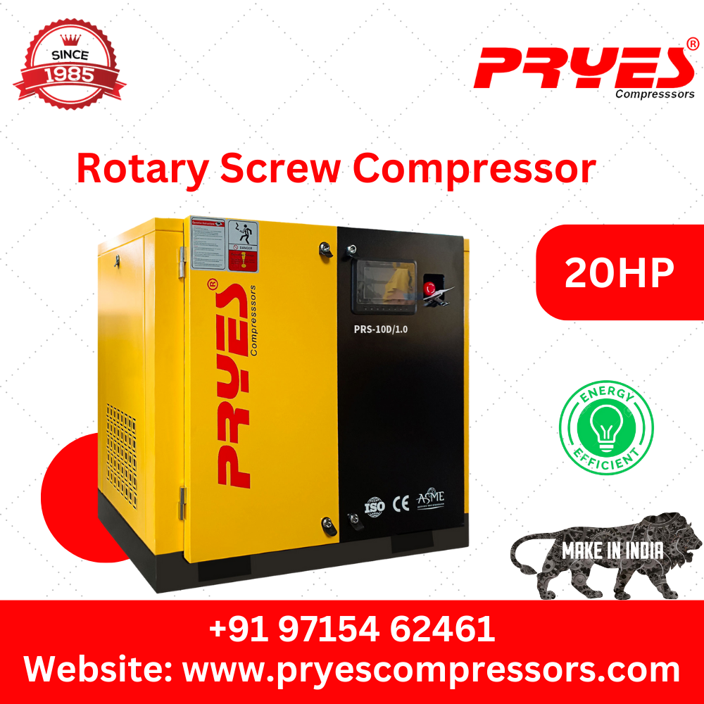 Pm Vfd Screw Air Compressor - Mild Steel, New Yellow Finish | Electric Power Source, 1-year Warranty, Industrial Use