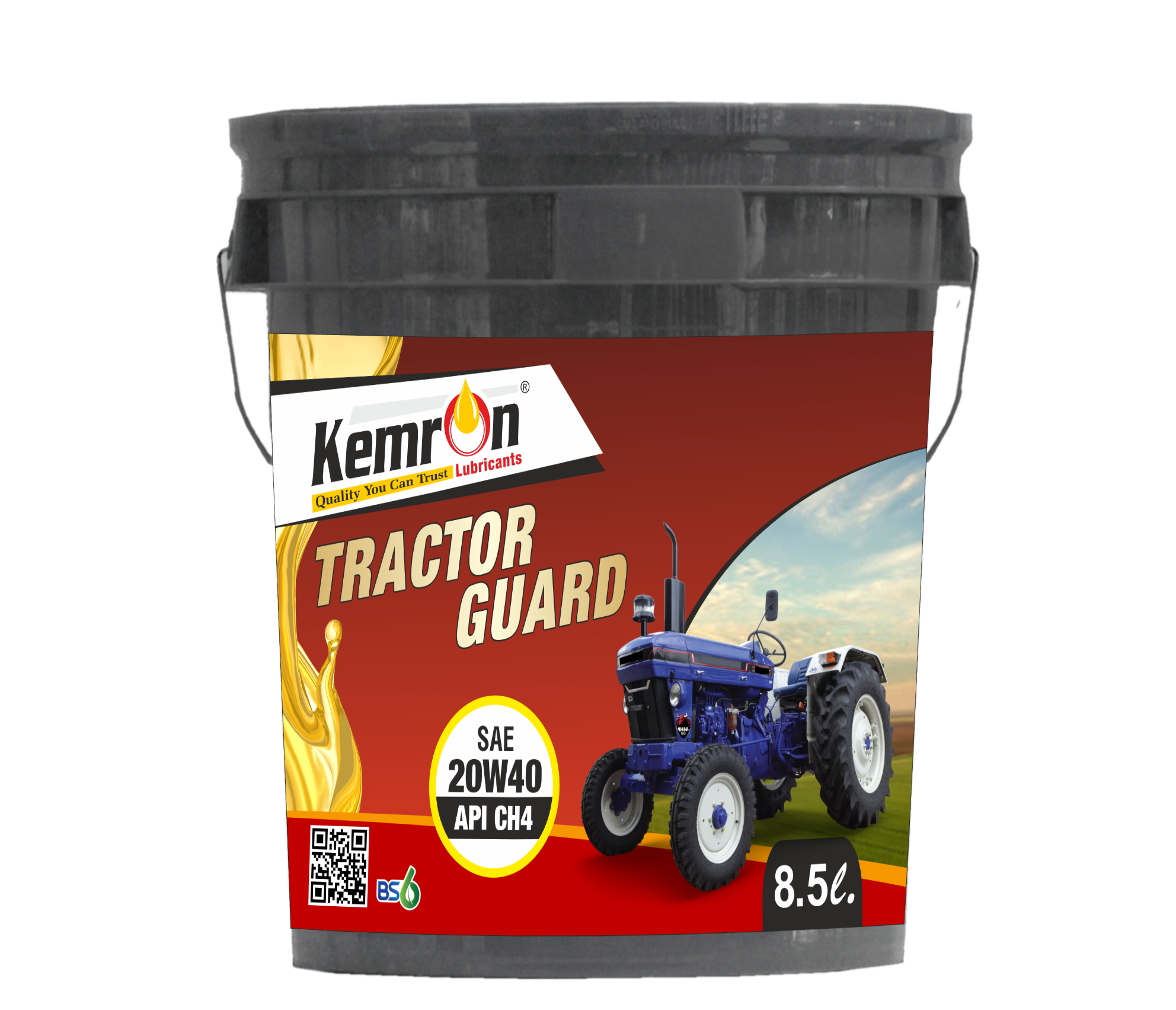 Kemron Tractor Guard 20w40 Ch4 - Natural Gold Oil, 0.6 Kg/l Density, 20w40 Viscosity, Container Pack Type | Application: Automotive & Industrial