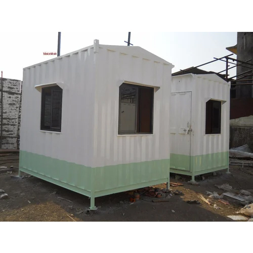 Steel Prefabricated Office Cabin - Steel Structure, White and Green Color Design | Energy-Efficient, Rapid Assembly, Durable Against High Winds and Seismic Activity