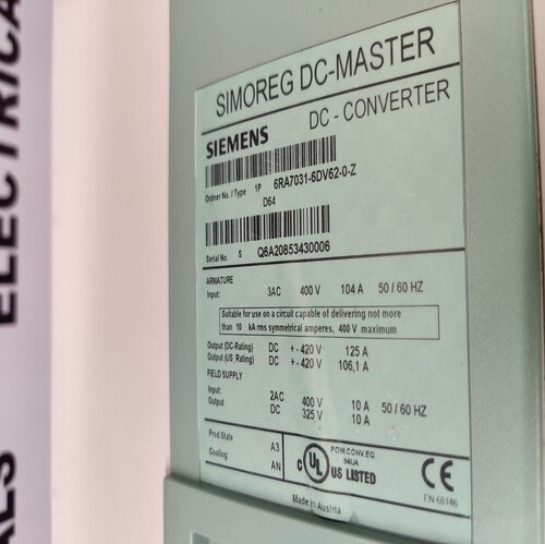 Siemens 6ra7031-6dv62-0-z Dc Converter