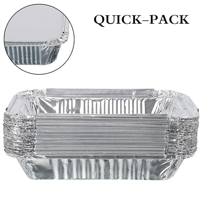 750ml Aluminium Container (W) Lid - Rectangular, Silver | Durable Aluminium Foil For Food Storage, Non-stick & Eco-friendly Seal For Freshness