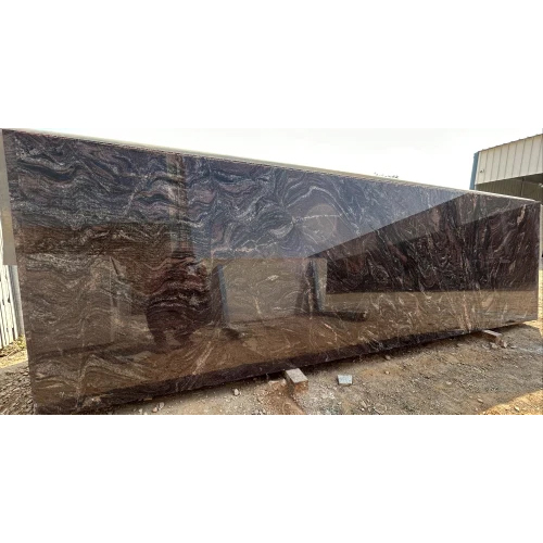 Velvet Paradise Granite Slab - Customized Thickness Up to 15 mm, Polished Surface Finish, Black Base with Gray, White, and Gold Swirls