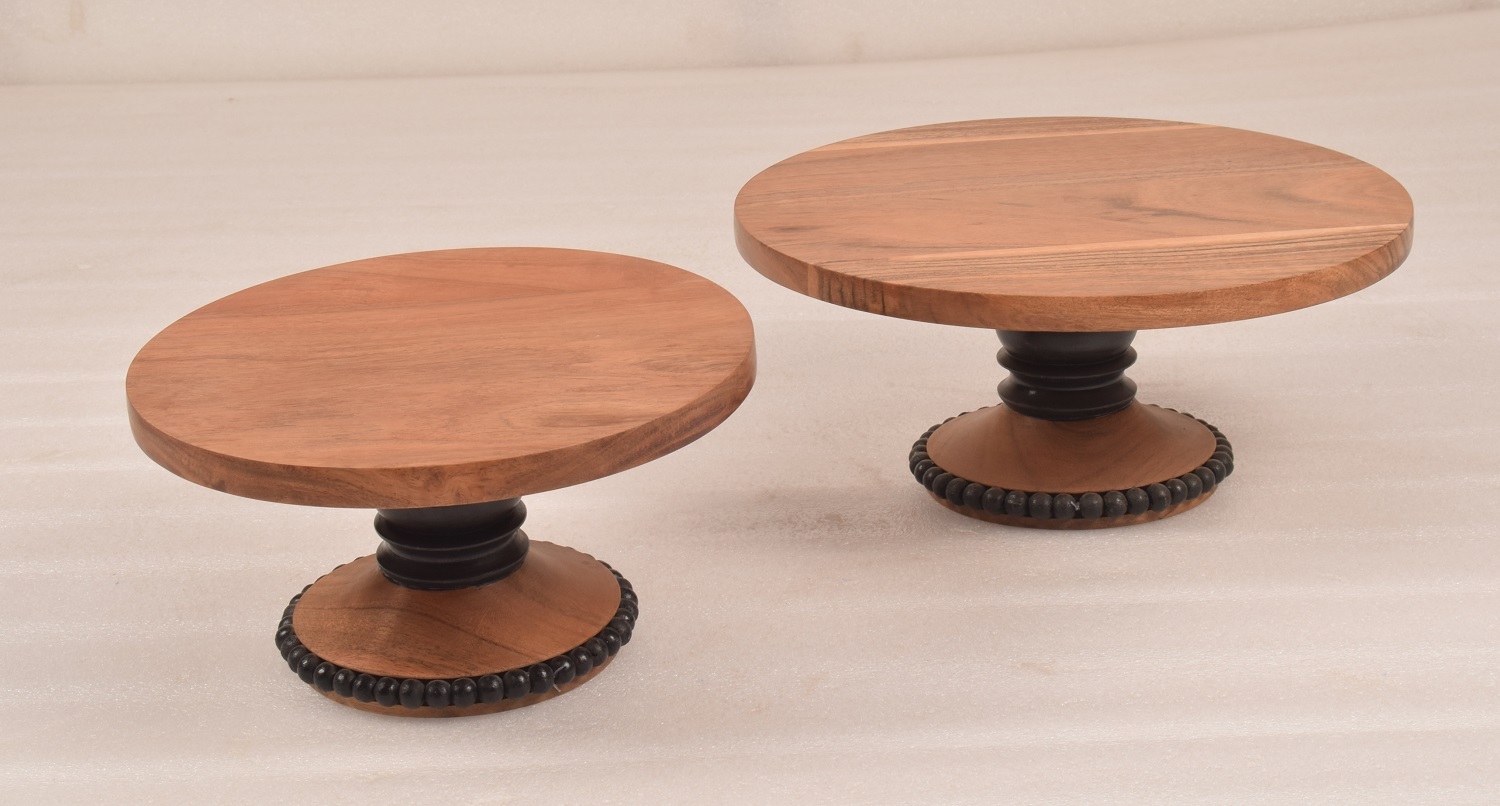 Set Of 2 Cake Plate With Pedestal - Color: Different Colors Available
