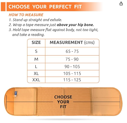 Vissco Abdominal Belt - Cotton, 8 Inches Medium Size | Adjustable Velcro Closure, Slim Design, Pain Relief For Men & Women