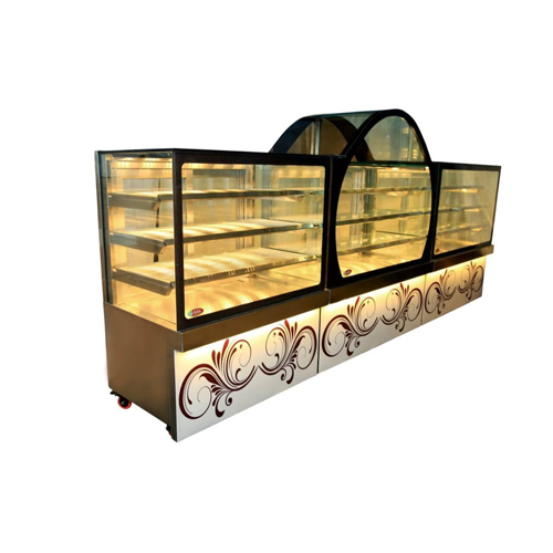 Display Counters - Glass And Stainless Steel, 4 Shelves, 4 Feet Height, Polished Finish, Modern Design