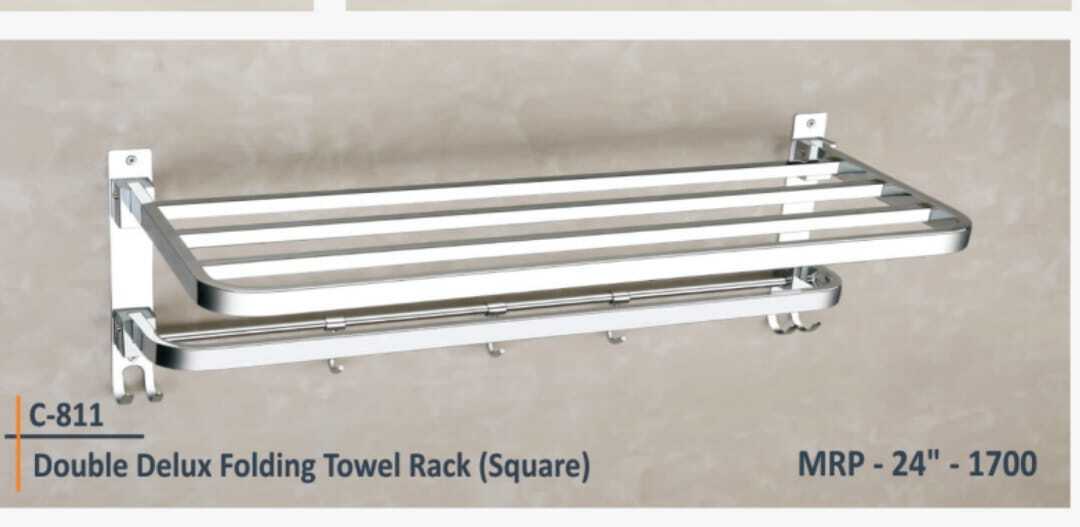 Bathroom Accessories - Aluminum, Iron, Stainless Steel, 24 Inch Size | Glossy Silver Finish, Beautiful Design, High Strength, Attractive Look