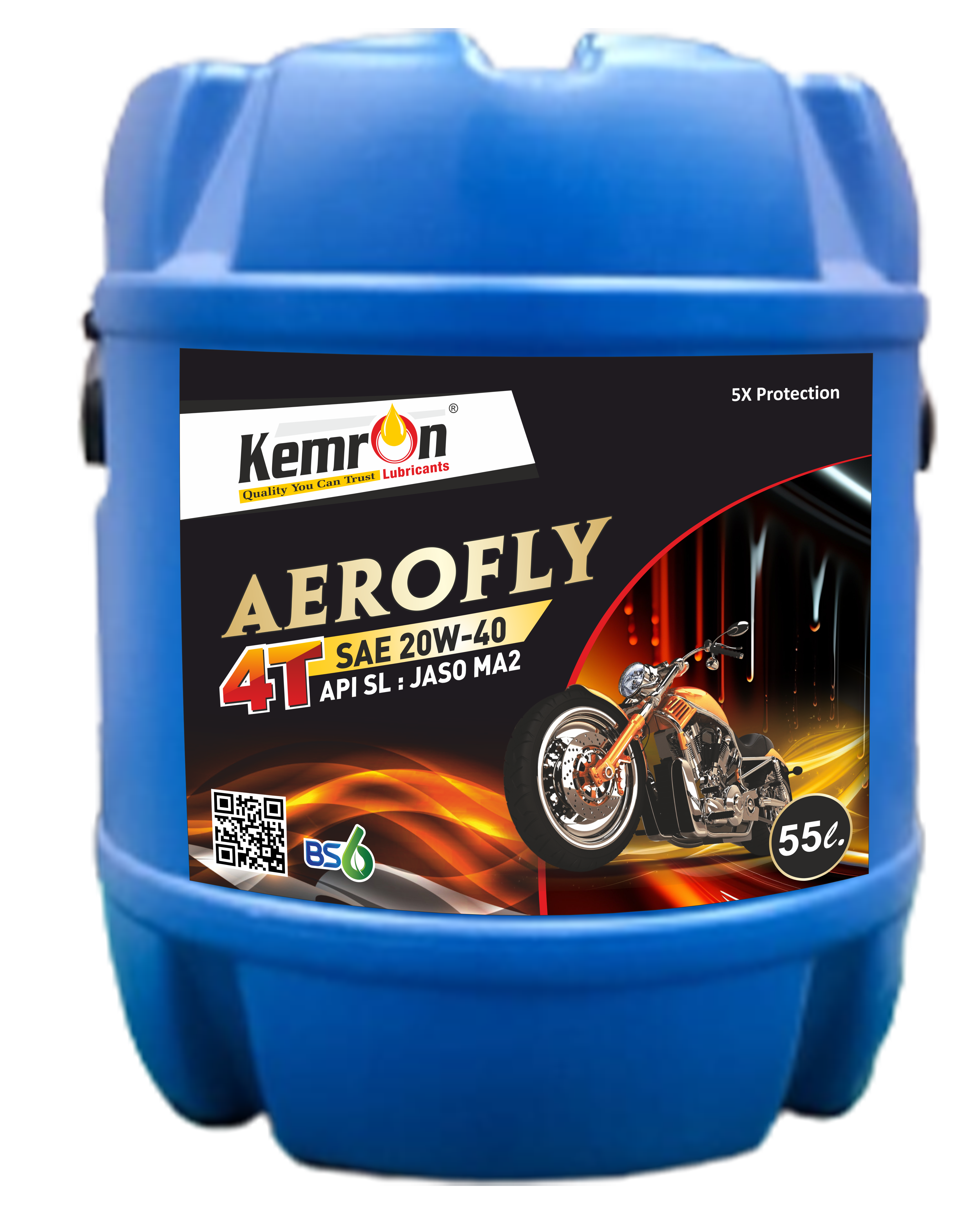 Kemron Aerofly 4t 20w40 Sl - 0.9 Kg/l Density, Gold Color, Natural Smell | Automotive & Industrial Oil, Multi Viscosity, Bottle Packaging
